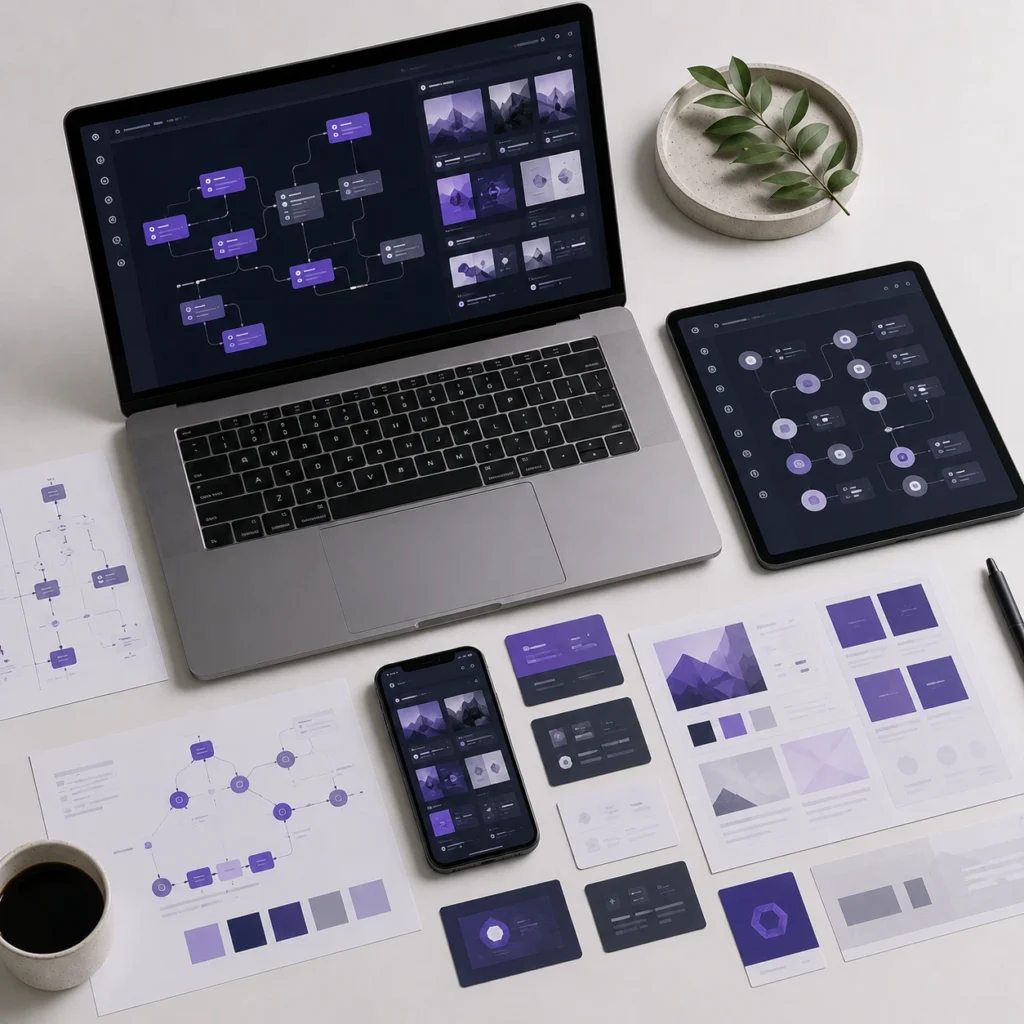 AI assisted creative workflow workspace with modular content systems prompt workflows and visual automation
